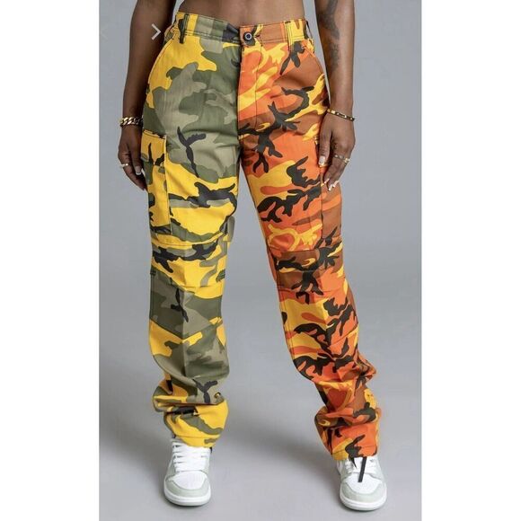 Rothco CARGO COMBAT PANT TWO TONE CAMO Unisex 32x30 Distressed Large Button Fly - Picture 1 of 16